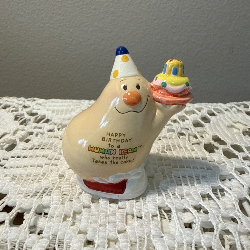 Vintage 1983 Enesco Happy Birthday Human Bean Miniature